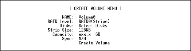 CREATE VOLUME MENU