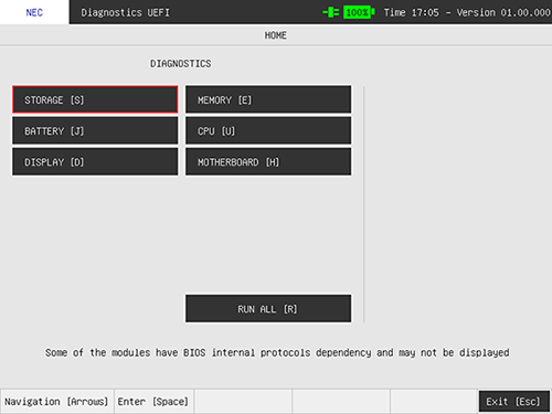 NEC Diagnostics UEFI