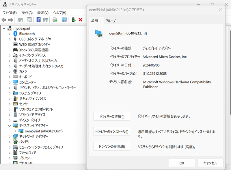 デバイスマネージャーのキャプチャ