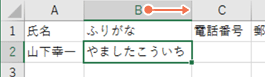 セルの幅が広がります。