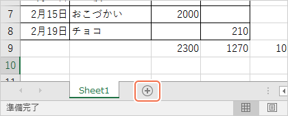 画面左下の[Sheet1]の右の[+]をクリックします