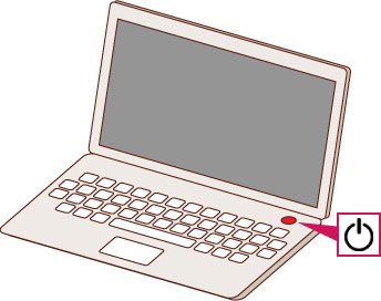 パソコン本体の電源ボタン