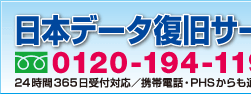 日本データ復旧サービスセンター　0120-194-119　24時間365日受付対応/携帯電話・PHSからも通話可能です。