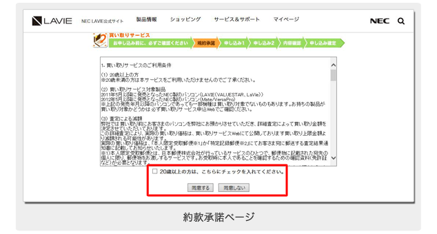 約款承諾ページ