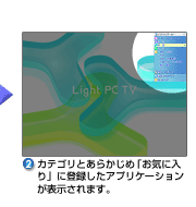2�D�J�e�S���Ƃ��炩���߁u���C�ɓ���v�ɓo�^�����A�v���P�[�V�������\������܂��B