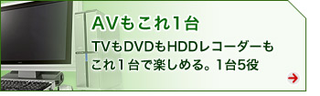 AVもこれ1台　TVもDVDもHDDレコーダーもこれ1台で楽しめる。1台5役